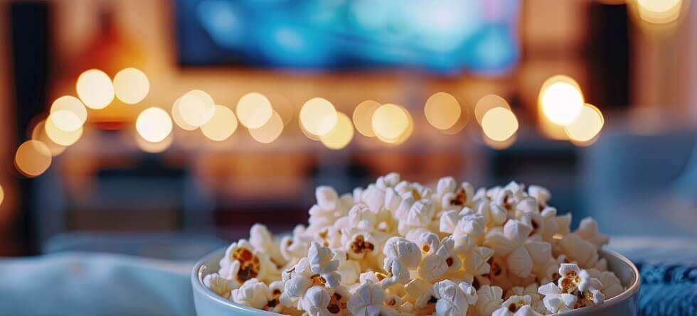 A bowl of popcorn is at the top of the list when it comes to movie night snacks.